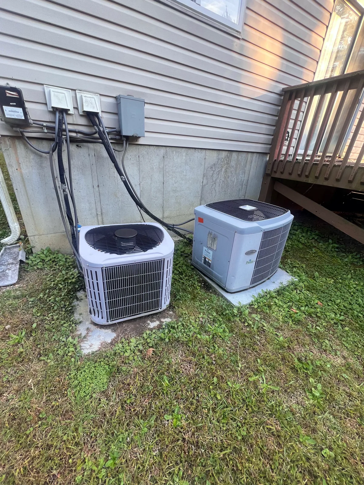 Side-by-side condensers on a service visit