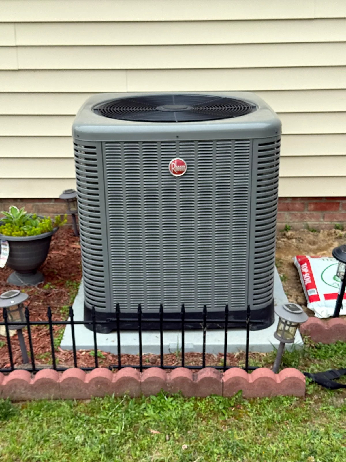 Rheem condenser after a maintenance visit