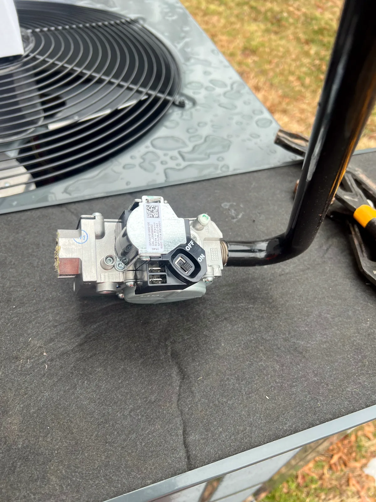 Gas valve replacement in progress