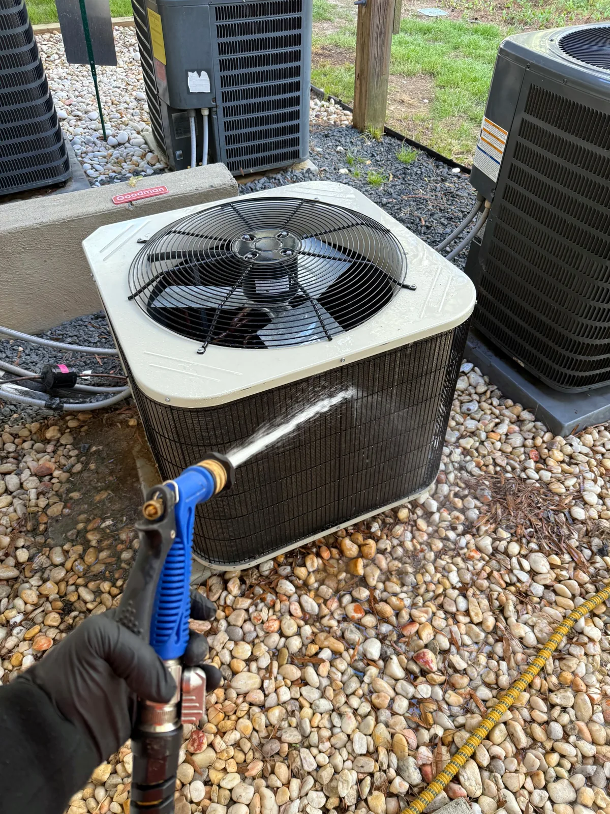 Washing a condenser coil